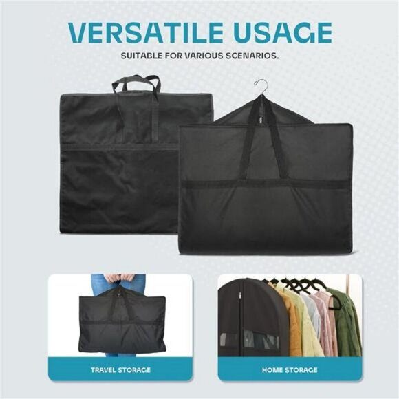 Travel Garment Bag with Zipper Pocket Suit Bag for Suits Dresses Coats - Picture 4 of 7